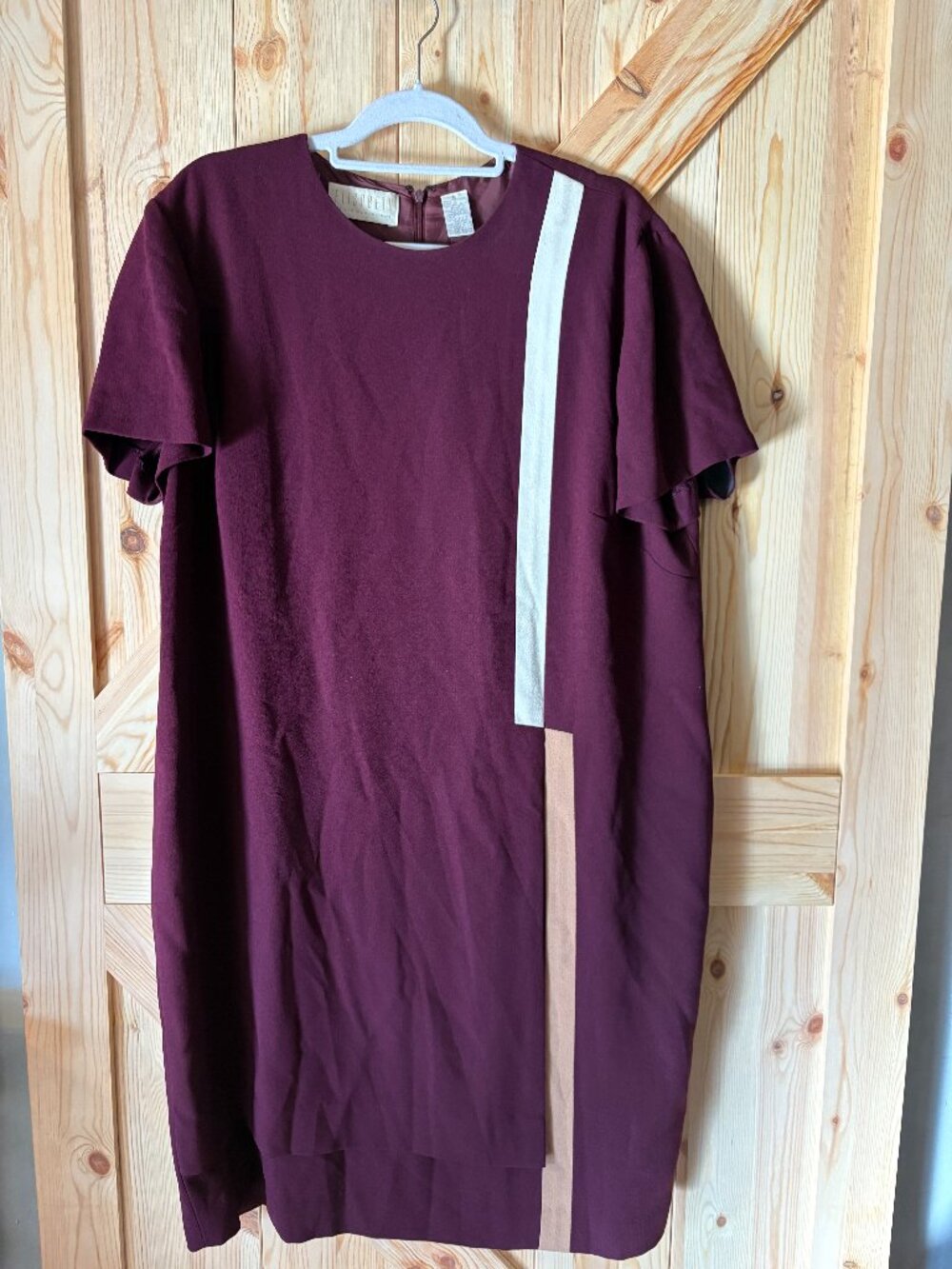 Elisabeth by Liz Claiborne Burgundy Shift Dress Size 16 Colorblock Minimalist